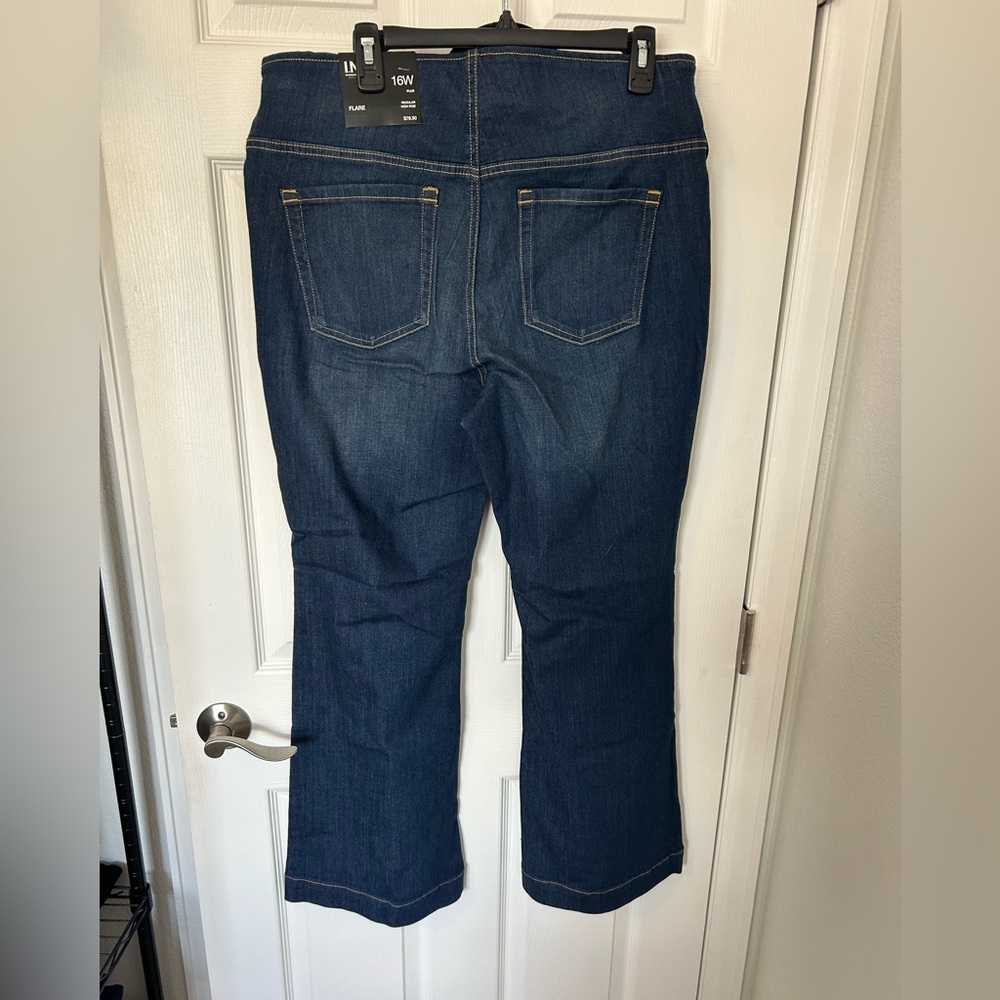 INC International Concepts Pull-On Flare Jeans - Dark Blue - Picture 3 of 3